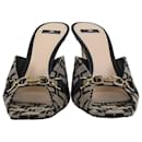 Elisabetta Franchi Brown/Black Monogram Slider Sandals