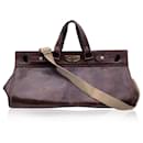 Vintage Brown Leather Travel Bag Luggage Carry On Bag with Strap - Autre Marque