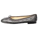 Grey caviar quilted ballet flats - size EU 38.5 - Chanel
