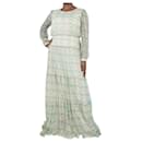 Green silk printed maxi dress - size UK 14 - Autre Marque