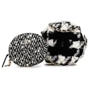 Chanel White Shearling Tweed Round Clutch With Chain and Coin Purse