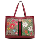 Gucci Brown Medium GG Supreme Flora Soft Ophidia East West Tote