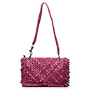 Bottega Veneta Pink Paille Sfrangiato Aquatre Intrecciato Fringe Shoulder Bag