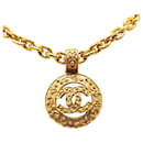 Chanel Gold CC Logo Pendant Necklace