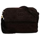 Chanel Brown CC Quilted Suede Tassel Camera Bag
