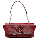 Chanel Red Camellia CC Choco Bar No 5 Lambskin Shoulder Bag