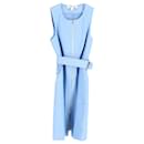 Diane Von Furstenberg Robe zippée sans manches sur le devant en coton bleu clair