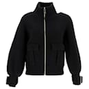 Burberry Lunan Zip Front Jacket Buckle Cuffs in Black Cashmere