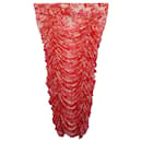 Ganni Floral Ruched Skirt in Coral Chiffon