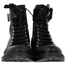 Boss Buckled Combat Boots in Black Leather - Hugo Boss