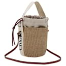 Chloe Woody Small Basket Shoulder Bag Raffia Beige Auth 73397A - Chloé
