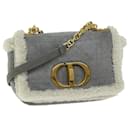 Christian Dior Canage Chain Shoulder Bag Suede Gray Auth 73253A