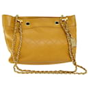 Bolsa de ombro com corrente CHANEL Bicolole Couro Amarelo CC Auth bs13881 - Chanel