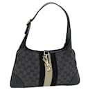 GUCCI GG Canvas Sherry Line Jackie Shoulder Bag Black White 001 4057 Auth 73366 - Gucci