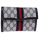 GUCCI GG Supreme Sherry Line Pouch PVC Leather Navy Red Auth 72871 - Gucci