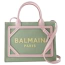 B-Army Small Shopper Bag - Balmain - Canvas - Green/Pink/Yellow
