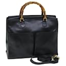 GUCCI Bamboo Shoulder Bag Leather 2way Black Auth 71587 - Gucci