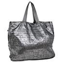 CHANEL Unlimited Tote Bag Lona Revestida Prata CC Auth bs13737 - Chanel