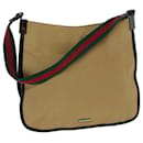 GUCCI Web Sherry Line Shoulder Bag Canvas Beige Green 001 4321 2684 Auth ac2967 - Gucci