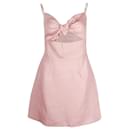 Reformation Sullivan Tie Front Minidress In Pink Linen