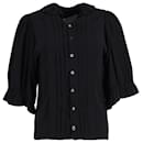 Isabel Marant Pleated Shirt in Black Cotton