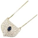 [LuxUness] 18k Collar con colgante de diamantes y zafiros de oro Collar de metal en excelentes condiciones - & Other Stories