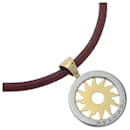Bvlgari 18k Gold Tondo Sun Leather Choker Metal Necklace in Excellent condition - Bulgari