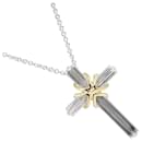 Tiffany & Co 18k Gold Signature Cross Pendant Necklace Metal Necklace in Excellent condition