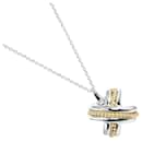 Tiffany & Co 18k Gold & Silver Signature X Pendant Necklace Metal Necklace in Excellent condition