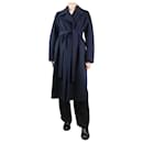 Navy blue belted wool coat - size UK 10 - Autre Marque
