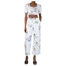 Multi floral-printed cropped top and jeans set - size S - Alessandra Rich