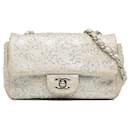 Chanel Silver Mini Iridescent and Studded Calfskin Flap