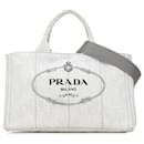 Sac à main Prada en denim gris Canapa avec logo