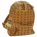 MCM Logogram Studs Vicetos Vicetos Backpack PVC Leather Brown Auth ac2942
