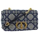 Christian Dior Canage Jacquard Shoulder Bag Canvas Navy Auth 71564A