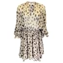 Anine Bing Beige Multi Elliana Leopard Print Long Sleeved Silk Chiffon Dress - Autre Marque