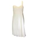 Alberta Ferretti Ivory One Shoulder Silk Chiffon Dress - Autre Marque