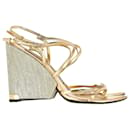 Louis Vuitton Wedge Sandal in Metallic Gold Leather