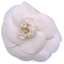 Vintage White Fabric Camelia Flower Camellia Brooch Pin - Chanel
