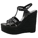 Black Tribute woven leather wedge sandals - size EU 38.5 - Saint Laurent