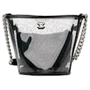 Chanel Black Crumpled Calfskin PVC Camellia Bucket