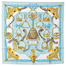 Sciarpa di seta Etriers blu Hermes - Hermès