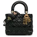 Dior Black Small Crinkled Patent Cannage Lucky Badges My Lady Dior