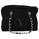 VALENTINO Chain Tote Bag Canvas Black Auth yk12279 - Valentino