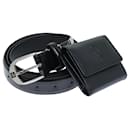 VALENTINO Porta carte di credito Set cintura in pelle Nero Auth 73194 - Valentino