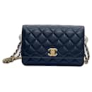 Chanel wallet on chain double pearl in black