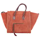 CELINE Small Square Luggage Phantom Suede x Leather Handbag in Terracota - Céline