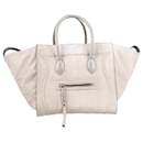 CELINE Medium Luggage Phantom Croc-Embossed Suede x Leather Handbag in Grey - Céline