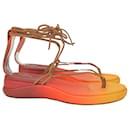 Chloe Wave Ombre Sandals in Orange Lizard-Effect Leather  - Chloé