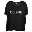 T-Shirt mit Celine-Logo aus schwarzer Baumwolle - Céline